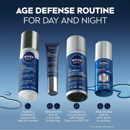 NIVEA MEN Age Defense Face Serum With Pro-Retinol – Birthday and Holiday Gift for Men Who Shave, 1.7 Fl Oz