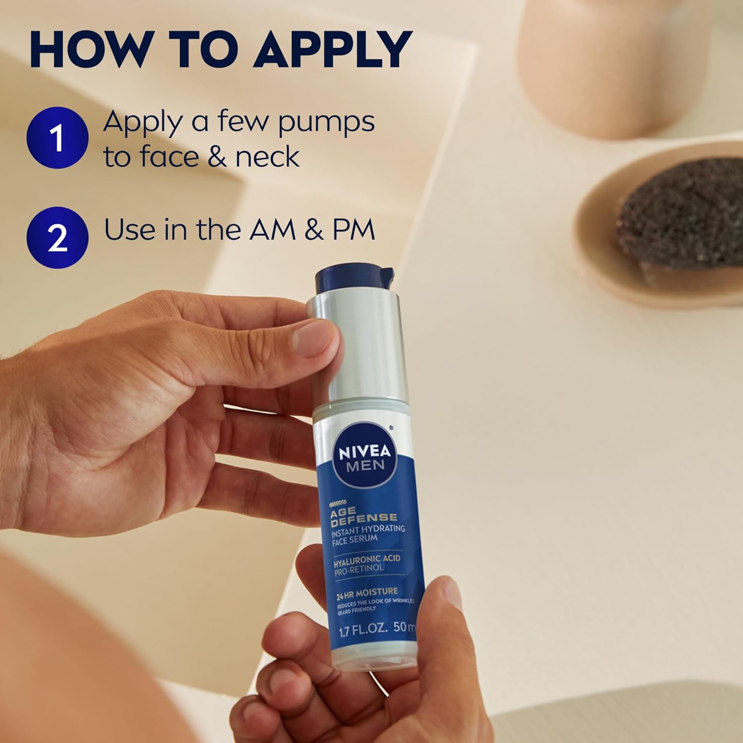 NIVEA MEN Age Defense Face Serum With Pro-Retinol – Birthday and Holiday Gift for Men Who Shave, 1.7 Fl Oz