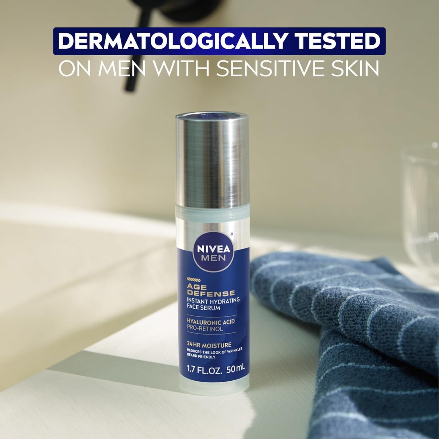 NIVEA MEN Age Defense Face Serum With Pro-Retinol – Birthday and Holiday Gift for Men Who Shave, 1.7 Fl Oz
