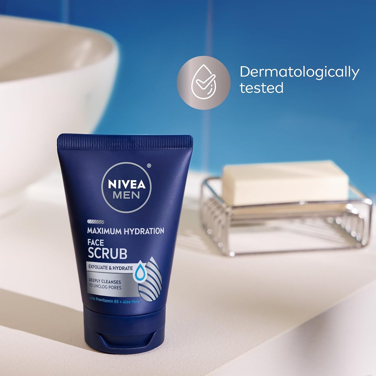 NIVEA MEN Maximum Hydration Face Scrub – Gym Bag Essential for After-Workout Deep Cleansing