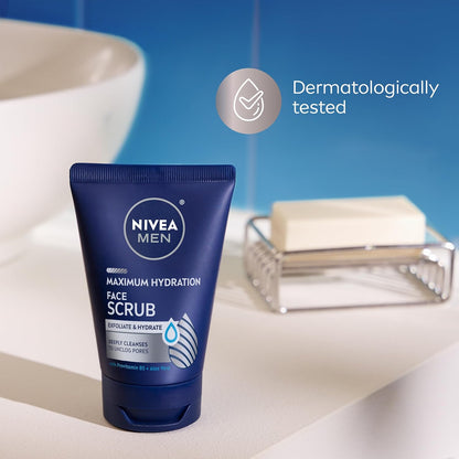 NIVEA MEN Maximum Hydration Face Scrub – Gym Bag Essential for After-Workout Deep Cleansing