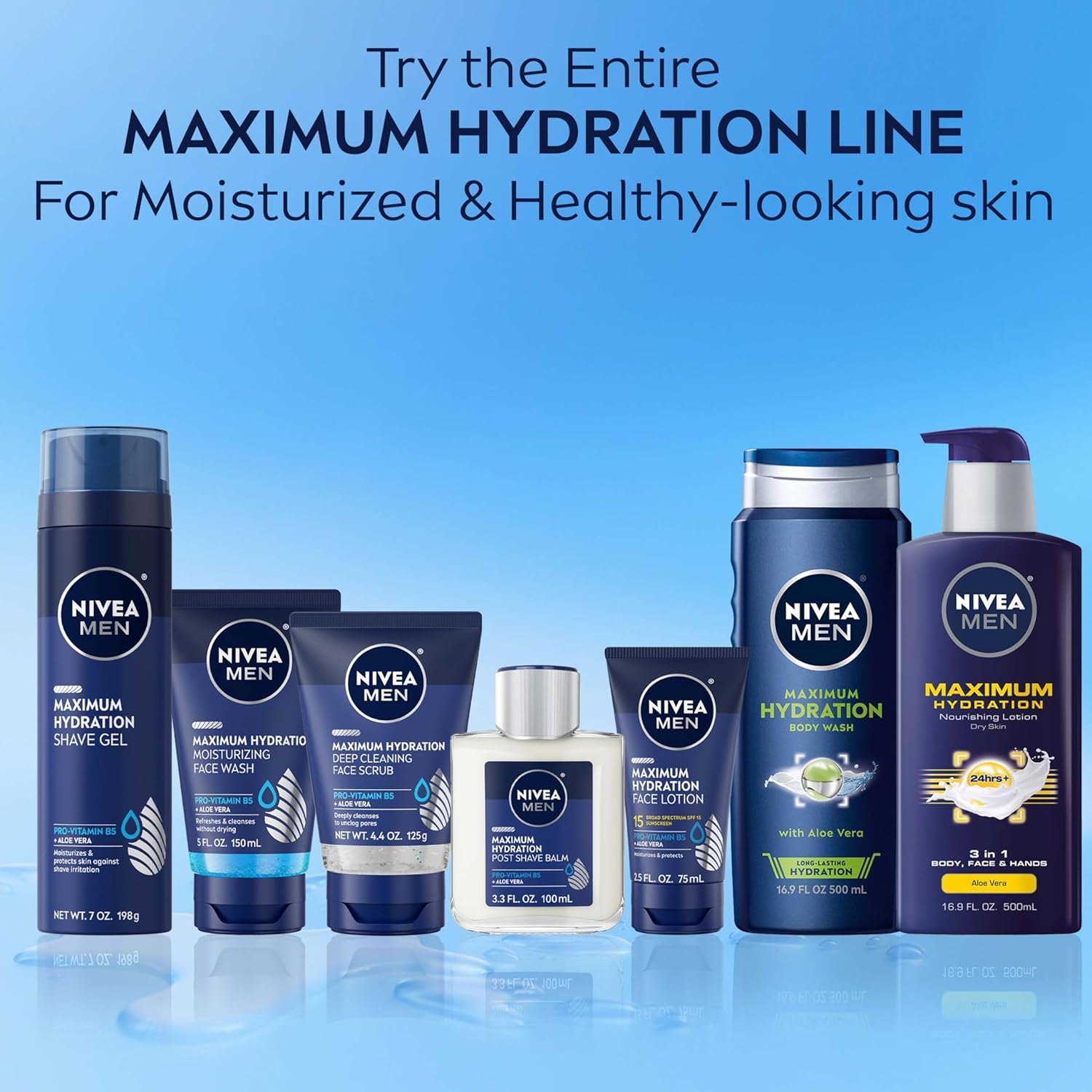 NIVEA MEN Maximum Hydration Face Wash – Holiday Stocking Stuffer for Men, Travel-Friendly Face Cleanser Gift 2-Pack