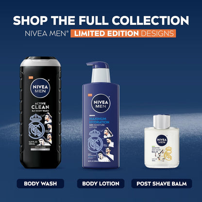 NIVEA MEN Real Madrid After Shave Balm – Gym Bag and Locker Room Ready Post Shave Care, 3.3 oz 3-Pack