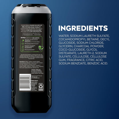 NIVEA MEN Real Madrid Charcoal 3-in-1 Body Wash – Portable Post-Match Cleansing for the Locker Room and Beyond