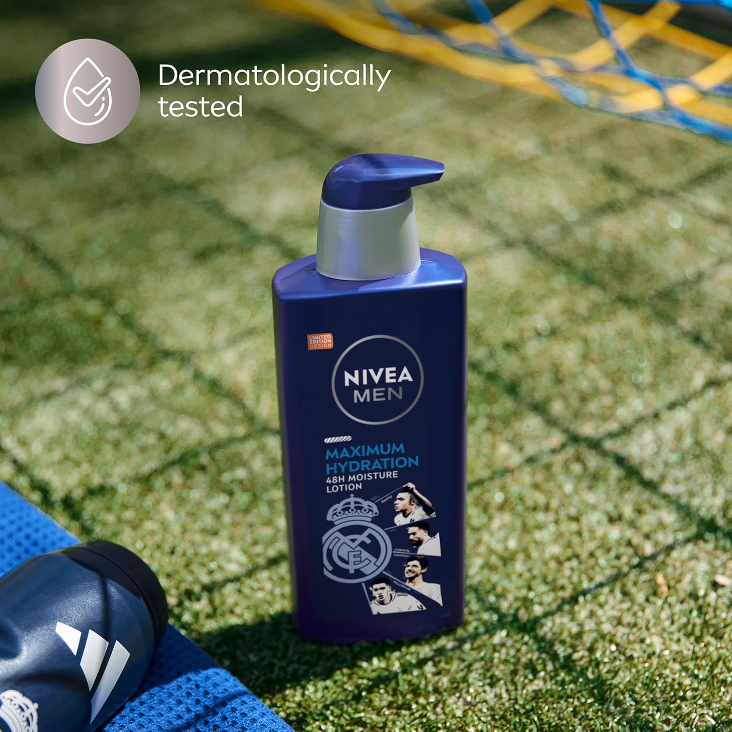 NIVEA MEN Real Madrid Moisturizer 16.9 Fl Oz – Gym Locker Room Lotion for Athletes, Fast-Absorbing Post-Workout Body Cream
