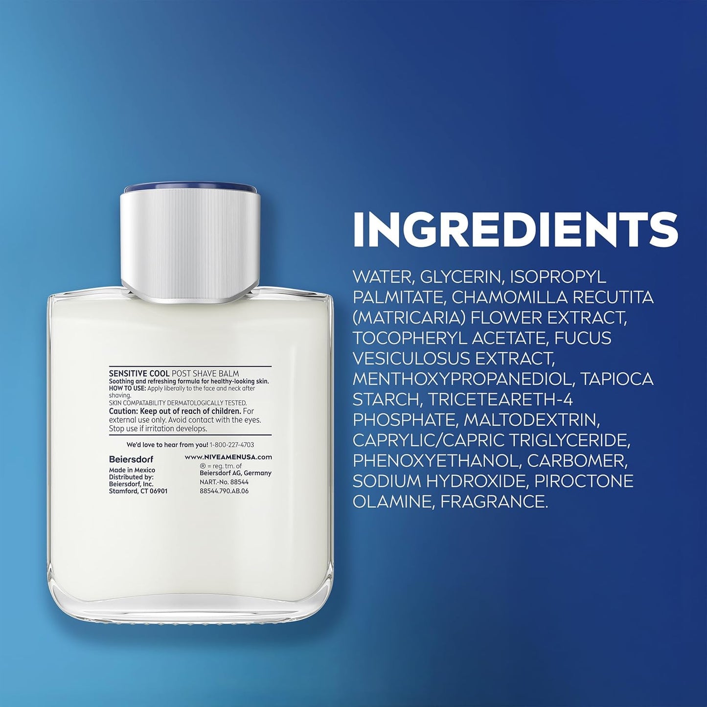 NIVEA MEN Sensitive Cool After Shave Balm, Skin-Safe Sensitive Shave Balm Free from Irritants and Harsh Alcohol, Family Bathroom Friendly, 3.3 Fl Oz, Pack of 3