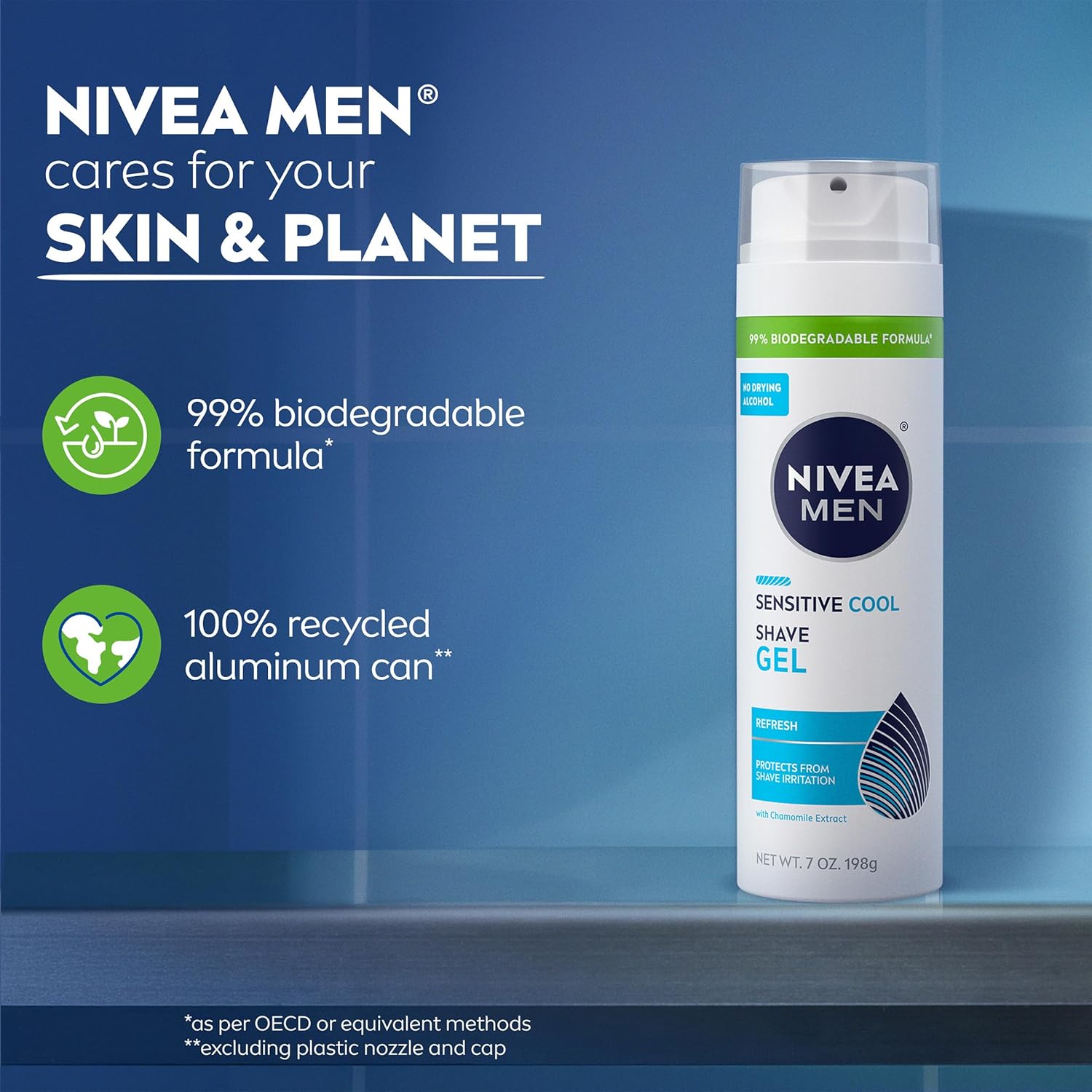NIVEA MEN Sensitive Cool Shave Gel for Sensitive Skin, Alcohol Free Shaving Gel with Chamomile Extract, 7 Oz Can, Pack of 3 – Thoughtful Stocking Stuffer for Dads with Sensitive Skin