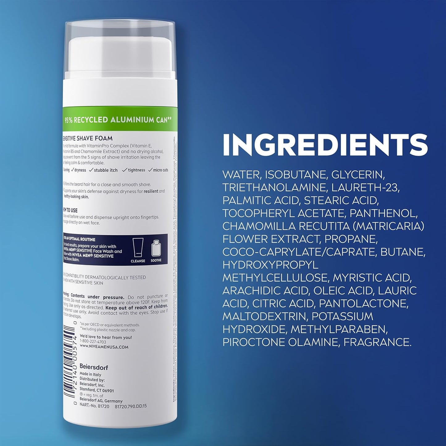 NIVEA MEN Sensitive Shave Foam – Sting-Free Sensitive Skin Shave Foam for Daily Use Without Harsh Irritants
