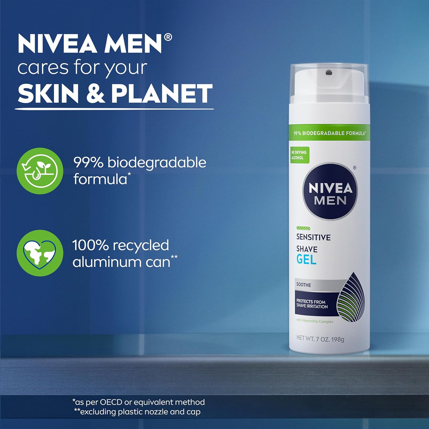 NIVEA MEN Sensitive Shave Gel – Protective Wet Shave for Sensitive Skin, Reduces Micro Cuts and Razor Burn, 7 Oz Can, Pack of 3