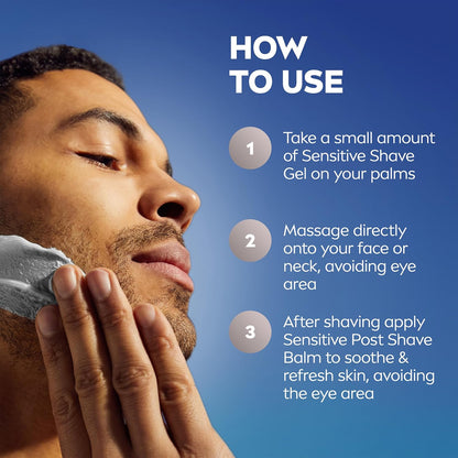 NIVEA MEN Sensitive Shave Gel – Protective Wet Shave for Sensitive Skin, Reduces Micro Cuts and Razor Burn, 7 Oz Can, Pack of 3