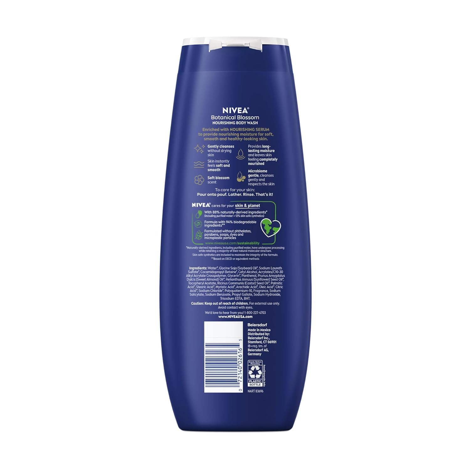 NIVEA Nourishing Body Wash Botanical Blossom – Thoughtful Self Care Gift for Mom, Hydrating Body Wash with Vitamin E for Women with Dry Skin