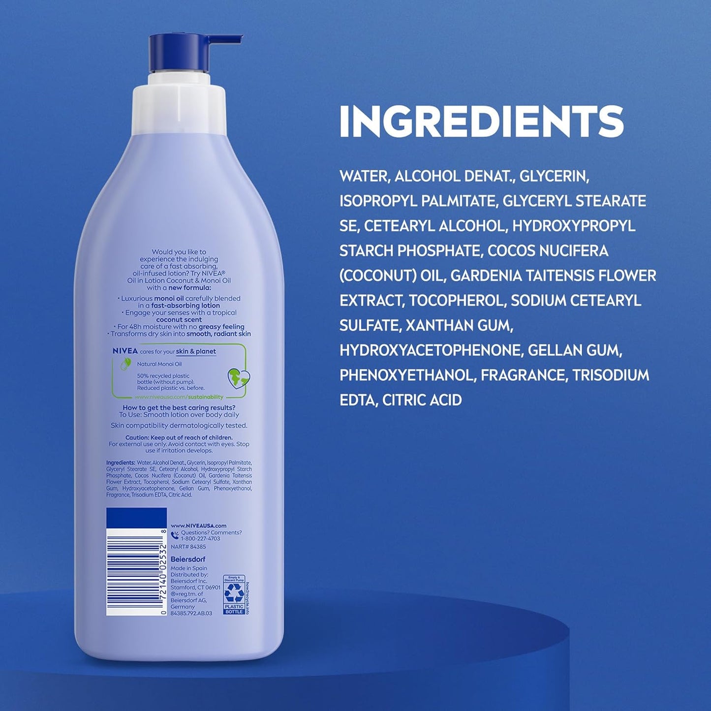 NIVEA Oil Infused Coconut and Monoi Body Lotion – Indulgent Body Lotion for a High-End Bath Aesthetic