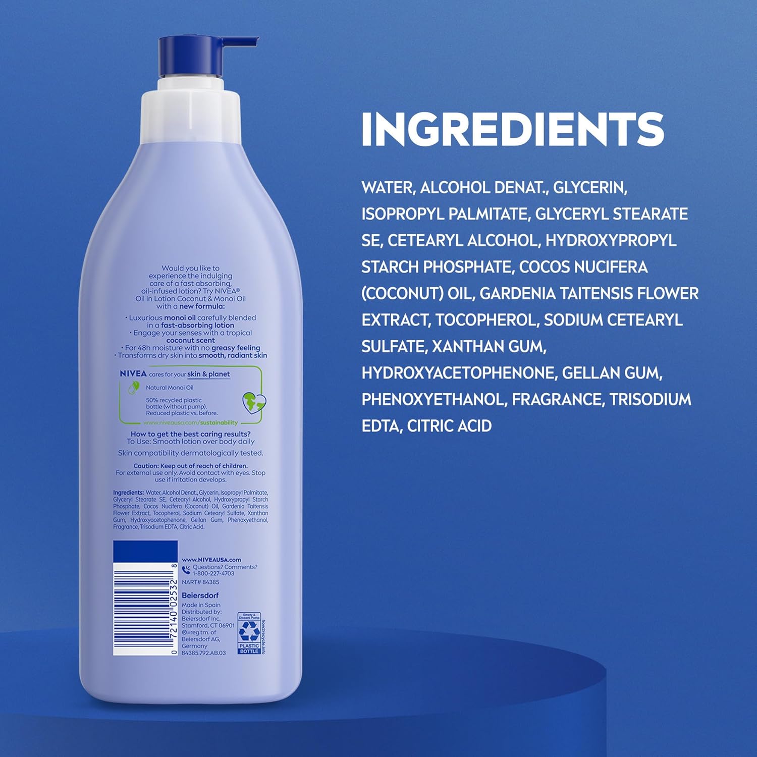 NIVEA Oil Infused Coconut and Monoi Body Lotion – Indulgent Body Lotion for a High-End Bath Aesthetic