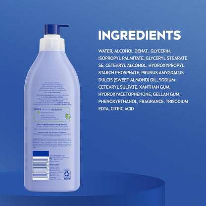 NIVEA Oil Infused Vanilla and Almond Oil Body Lotion – Calming Almond and Vanilla Scented Lotion for Yoga Room Self-Care, Fast-Absorbing Body Moisturizer