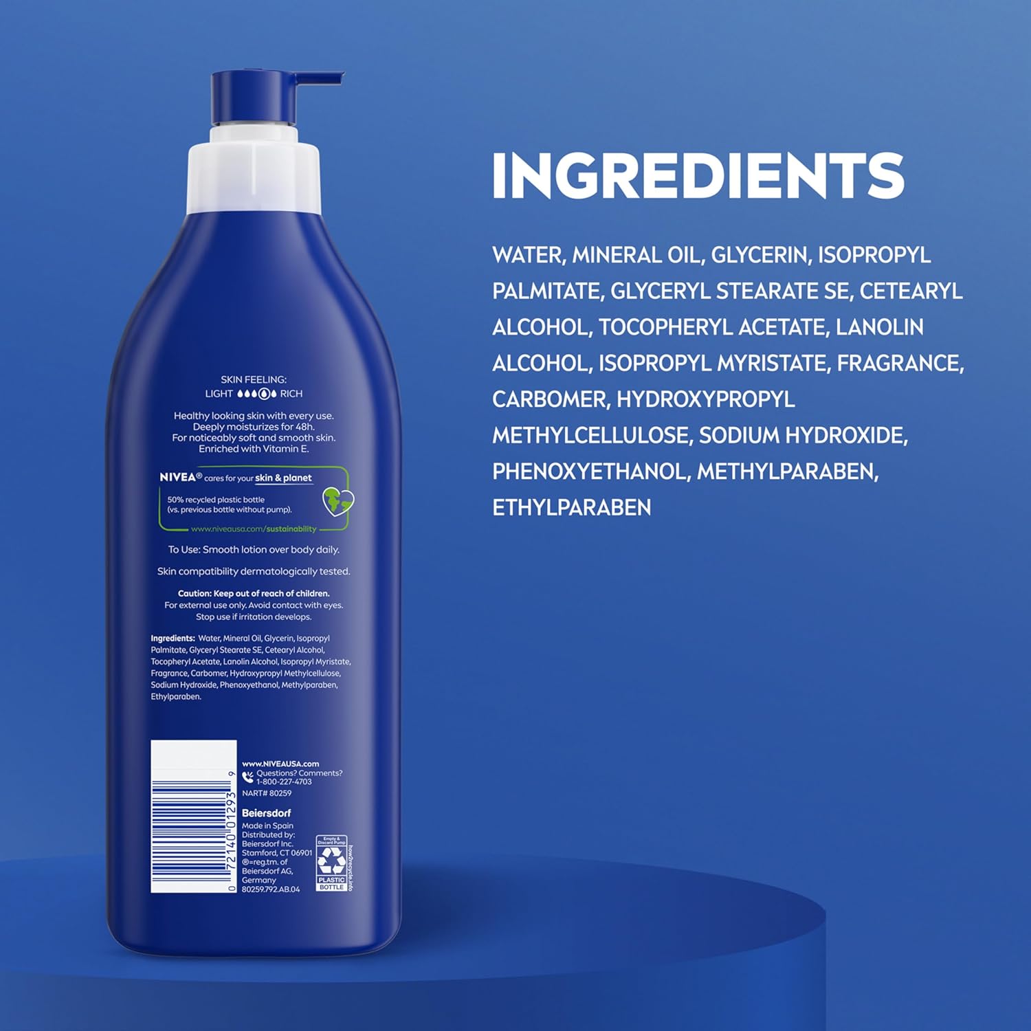 NIVEA Original Moisture Body Lotion with Vitamin E – Simple One-Hand Pump Design for Clutter-Free Bathrooms, 16.9 Fl Oz