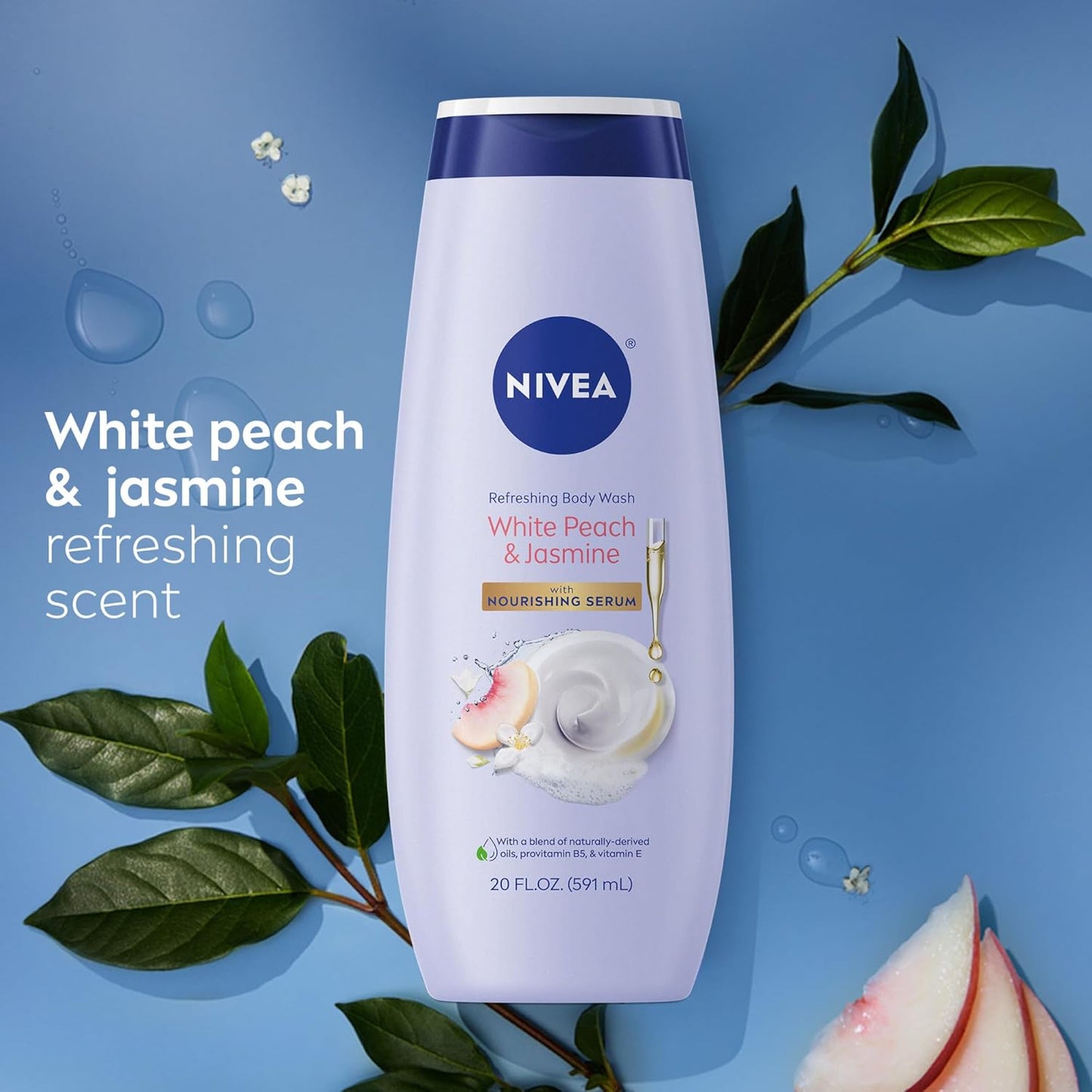 NIVEA Refreshing Body Wash with Nourishing Serum – Simple, Intentional Skincare for Clutter-Free Living, 20 Fl Oz
