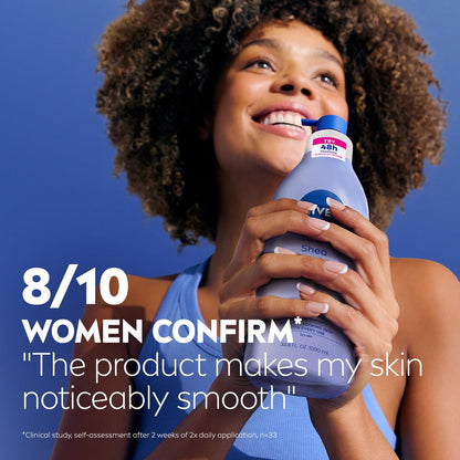 NIVEA Shea Nourish Lotion with Deep Nourishing Serum – Nightly Self-Care Body Moisturizer for Stress-Relief and Deep Hydration, 33.8 Fl Oz