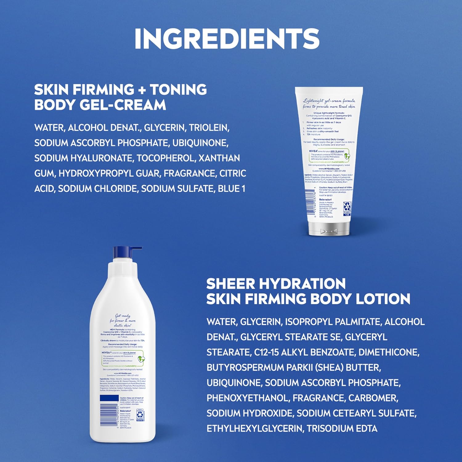 NIVEA Sheer Hydration and Skin Firming Body Duo – Gentle, Skin-Compatibility Tested Q10 and Vitamin C Formula