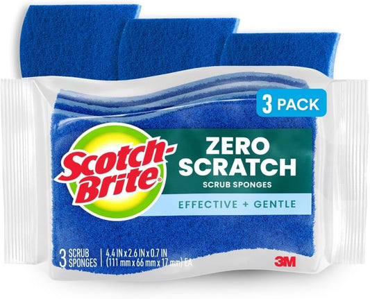 non-scratch scrubbing fibers safe on nonstick cookware, glass, and countertops