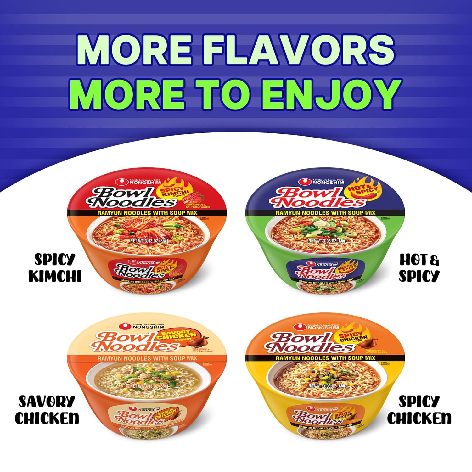Nongshim Ramen Noodles, Cozy Self-Care Lunch Bowl, Authentic Korean Microwavable Hot & Spicy Ramen Soup