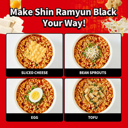 Nongshim Shin Black Spicy Ramen – Restaurant-Quality Layered Broth in a Single-Serve Bowl, 3.5 oz Pack of 6