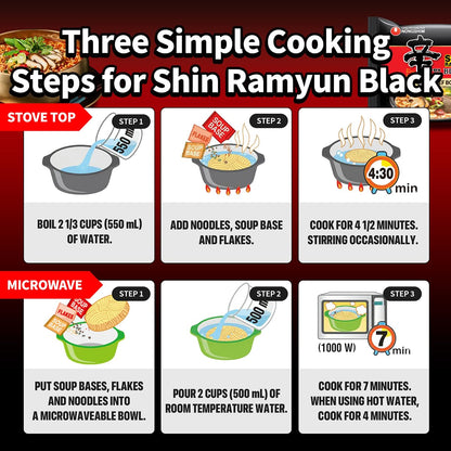 Nongshim Shin Ramyun Black – Office Break Room Pantry Staple, Fast Spicy Korean Ramen Ready in Minutes