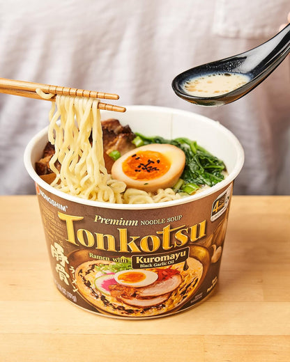 Nongshim Tonkotsu Ramen Kuromayu Noodle Big Bowl, 3.56 Ounce (Pack Of 6) – Comforting Tonkotsu Bowl for Wind-Down Evenings at Home