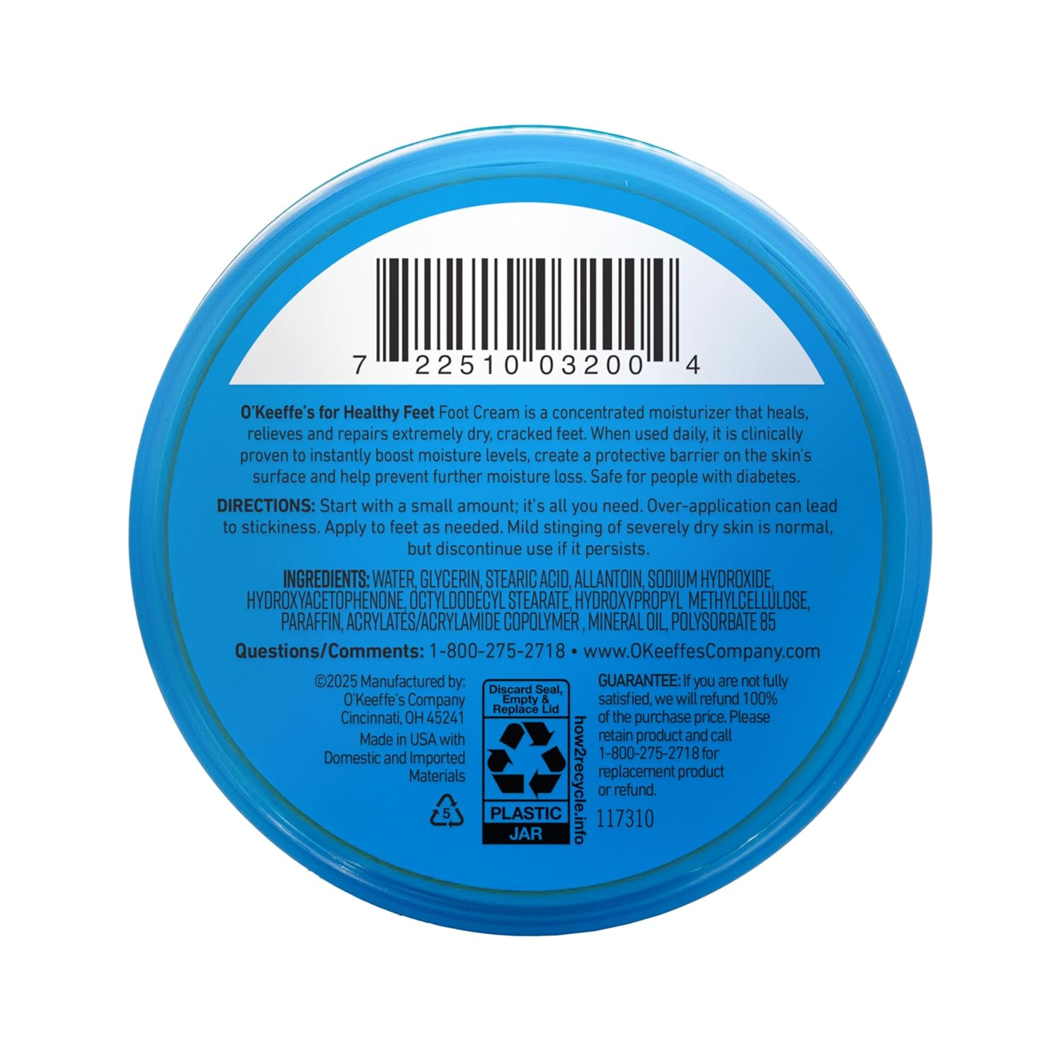 O'Keeffe's for Healthy Feet Foot Cream – Heavy-Duty Hand Cream for Outdoor Mechanics, Garage-Ready Jar