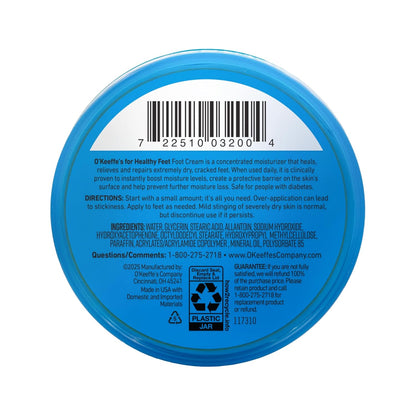 O'Keeffe's for Healthy Feet Foot Cream – Heavy-Duty Hand Cream for Outdoor Mechanics, Garage-Ready Jar