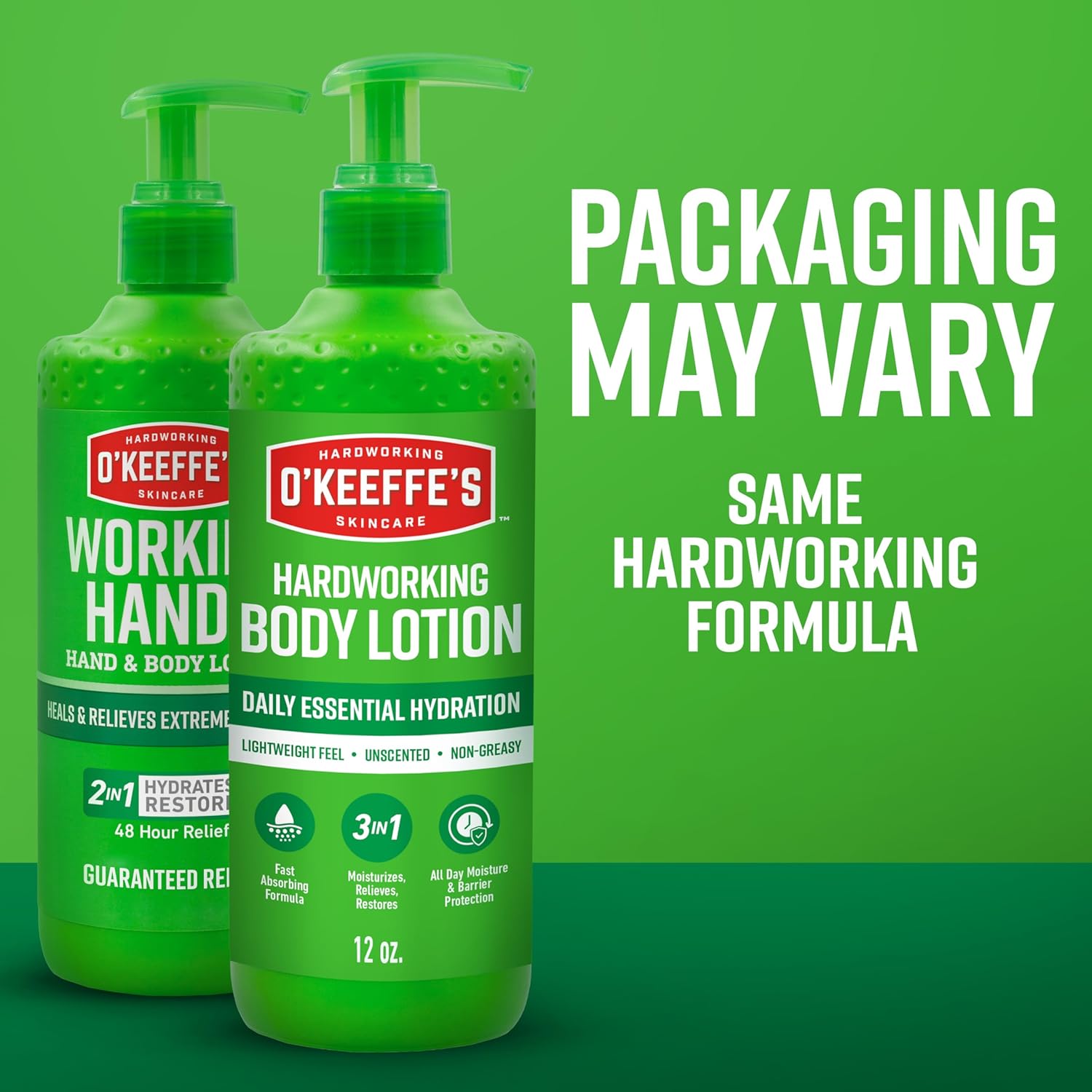 O'Keeffe's Hardworking Body Lotion for Outdoor Workers, Travel-Friendly Pump Moisturizer
