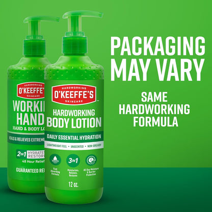 O'Keeffe's Hardworking Body Lotion for Outdoor Workers, Travel-Friendly Pump Moisturizer