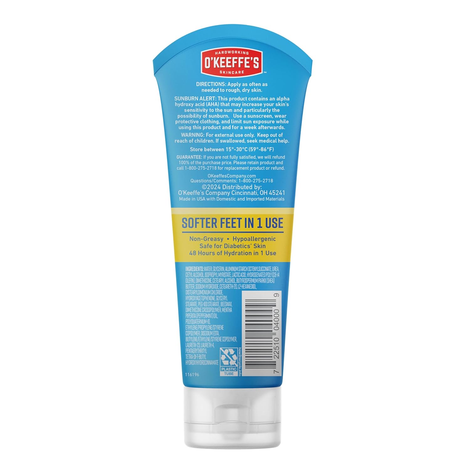 O'Keeffe's Healthy Feet Renewal Cream with Urea – Calming Self-Care Foot Treatment for Sensitive Skin, Hypoallergenic Non-Greasy Formula, 3 oz