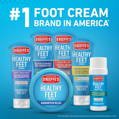 O'Keeffe's Healthy Feet Renewal Cream with Urea – Calming Self-Care Foot Treatment for Sensitive Skin, Hypoallergenic Non-Greasy Formula, 3 oz