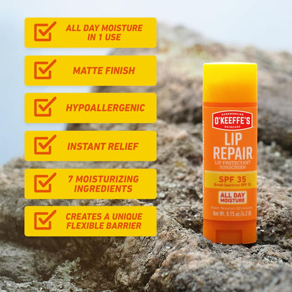 O'Keeffe's Lip Repair SPF 35 Lip Balm Stick – Fragrance-Free, Allergy-Tested Lip Balm for Sensitive Users