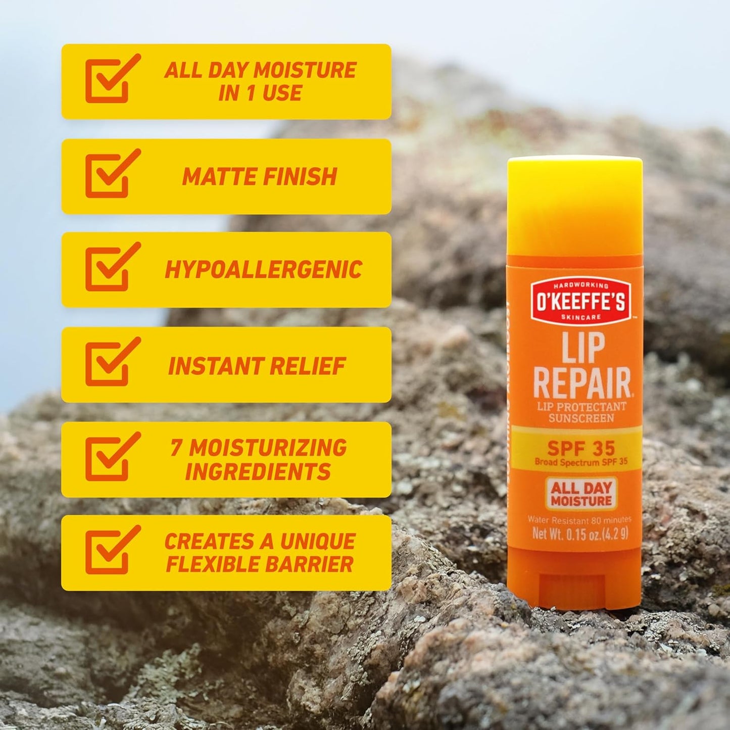 O'Keeffe's Lip Repair SPF 35 Stick – Practical Stocking Stuffer and Holiday Gift for Travelers, 6-Pack