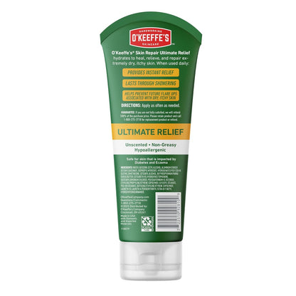 O'Keeffe's Ultimate Relief Cream – One-Step Hydration for Cracked Skin, 7oz Streamlined Tube