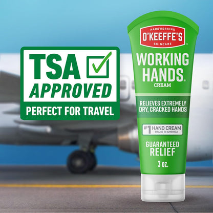 O'Keeffe's Working Hands Repair Cream – Airplane Cabin Dry Skin Relief for Frequent Travelers, 3 oz