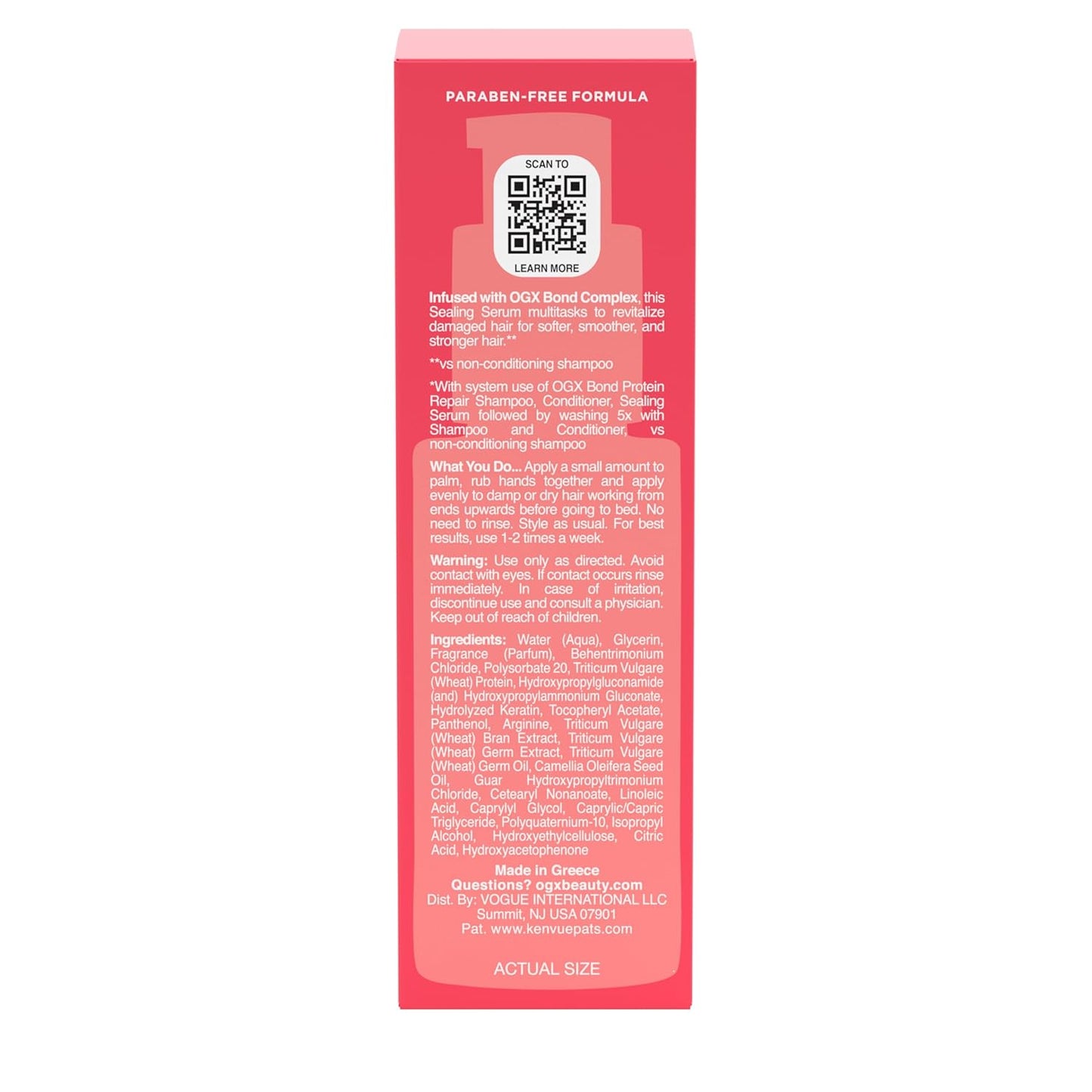 OGX Bond Protein Repair Serum – Calming Nightly Hair Treatment with Floral Scent for Frizz Control, Paraben-Free