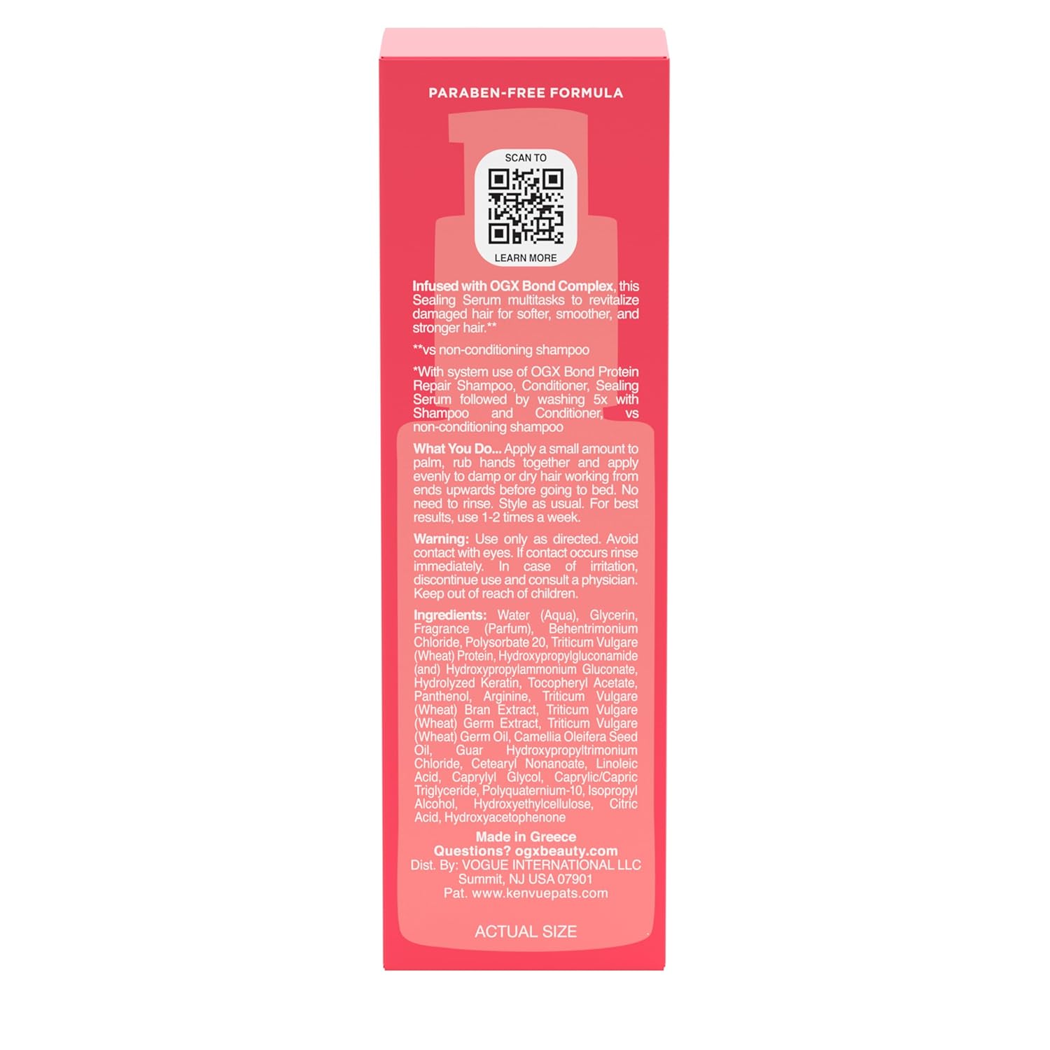 OGX Bond Protein Repair Serum – Calming Nightly Hair Treatment with Floral Scent for Frizz Control, Paraben-Free