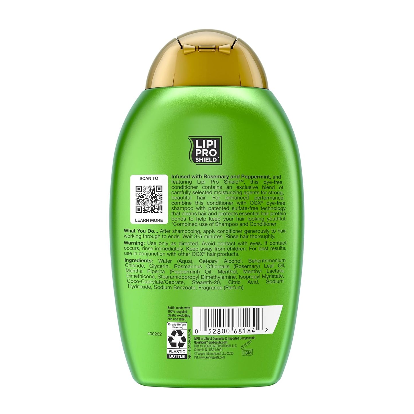 OGX Clarifying Strength + Rosemary Mint Conditioner – Holiday Gift Set Staple for the Wellness-Loved Friend, 25.4 fl oz