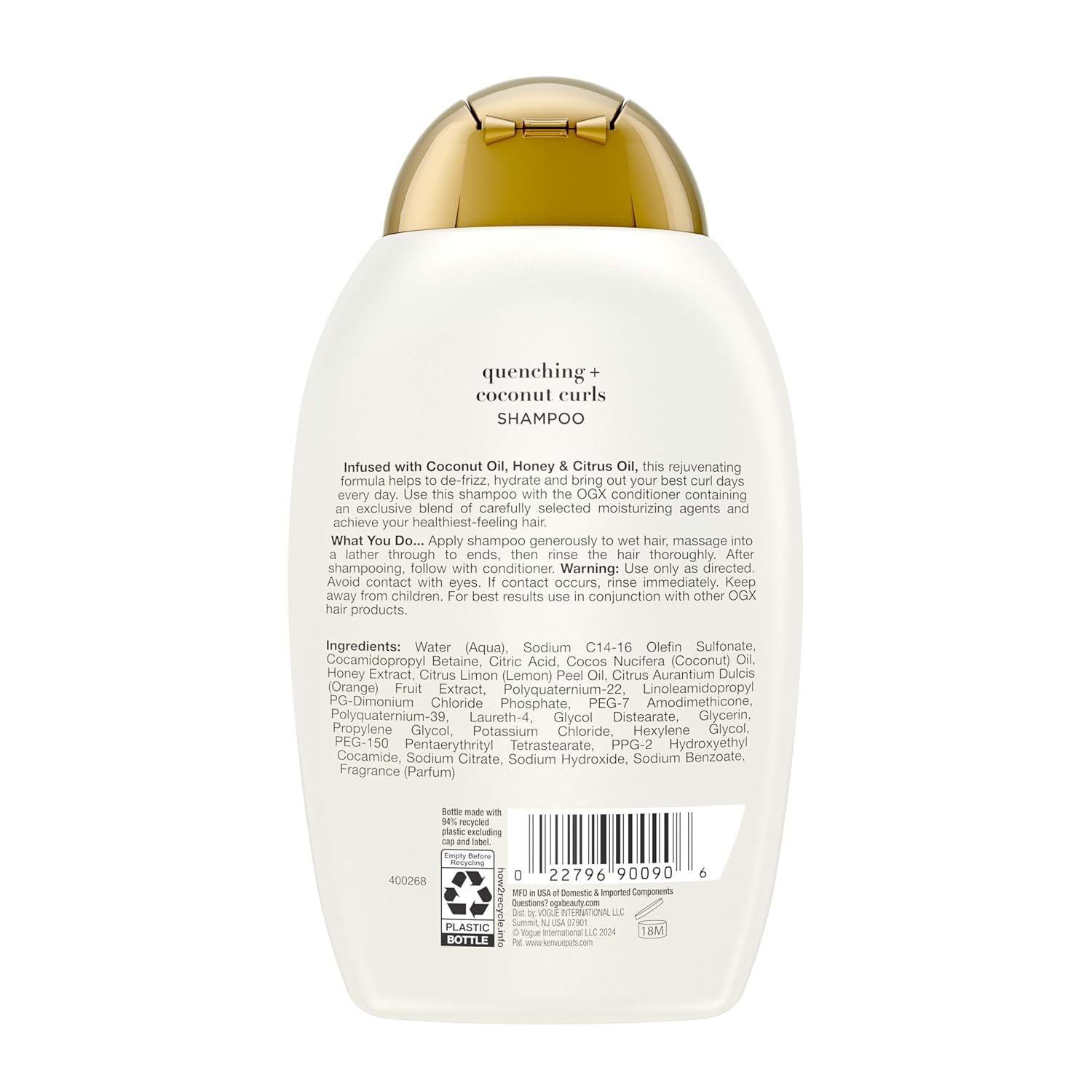 OGX Coconut Curl Shampoo – Salon-Quality Nourishing Wash for Waves and Coils, 13 fl oz