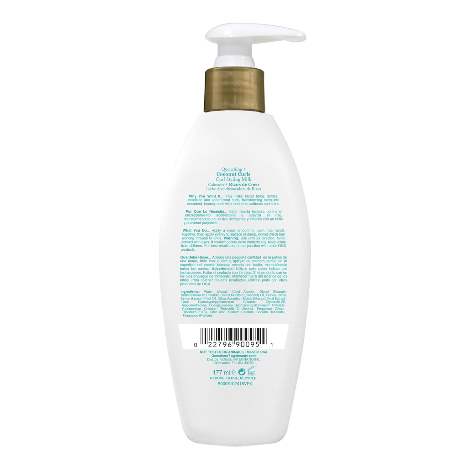 OGX Coconut Curls Frizz-Defying Milk – Elevated Curl Defining Treatment with Honey and Citrus Oil, 6 fl oz
