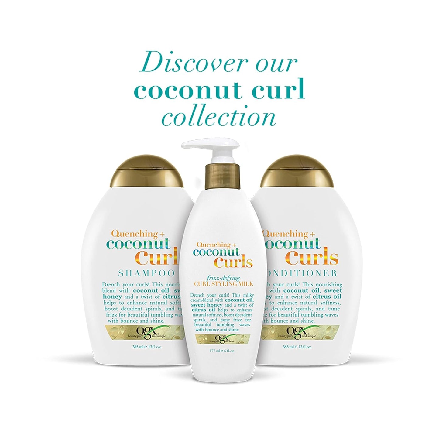 OGX Coconut Curls Frizz-Defying Milk – Elevated Curl Defining Treatment with Honey and Citrus Oil, 6 fl oz