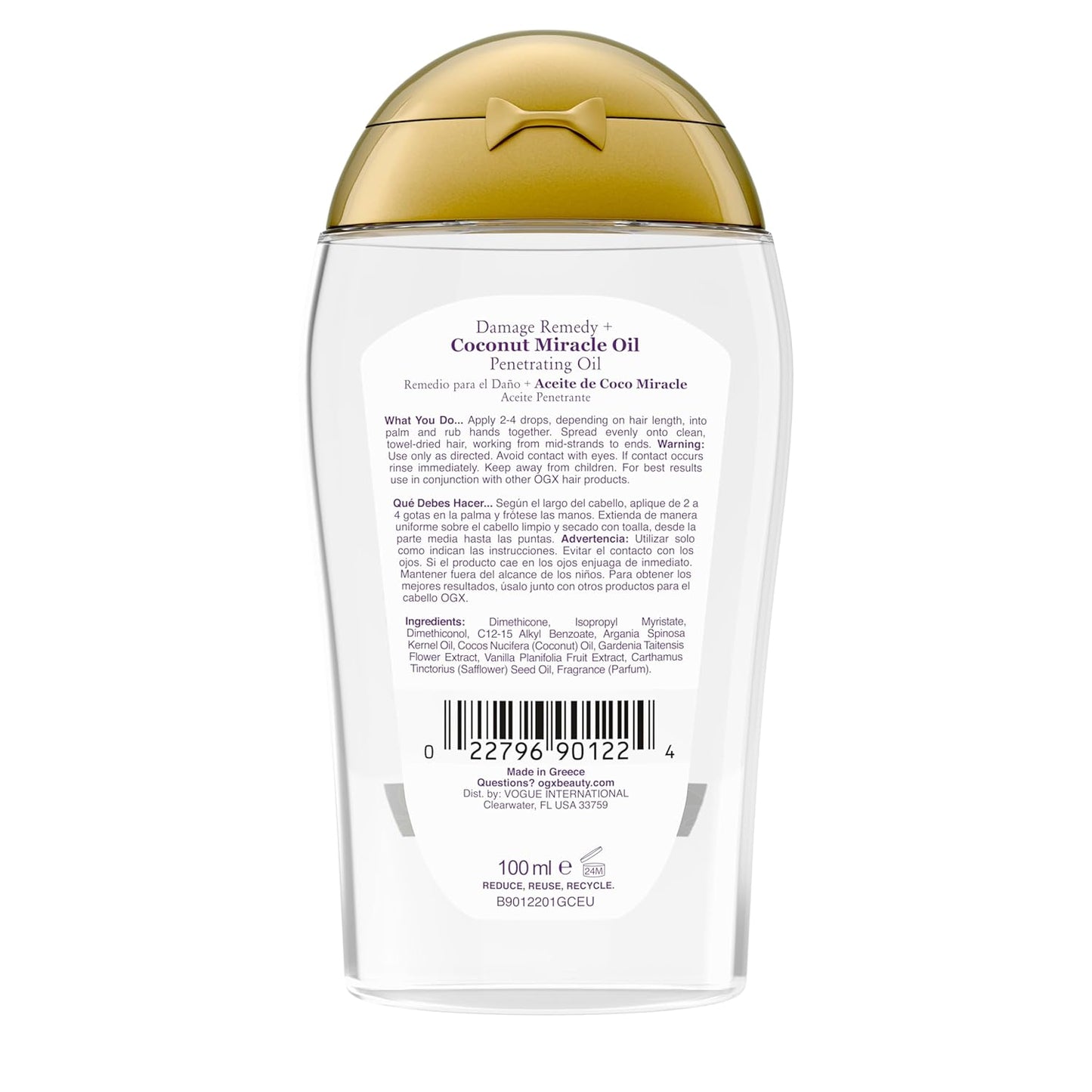 OGX Coconut Miracle Oil – Mindful Beauty Ritual Oil for Thick, Frizz-Prone Hair, 3.3 Fl Oz
