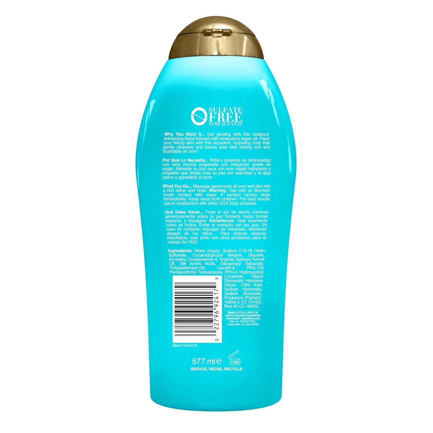 OGX Extra Hydrating Body Wash – Holiday Stocking Stuffer and Housewarming Present for Beauty Lovers, Argan Oil 19.5 fl oz