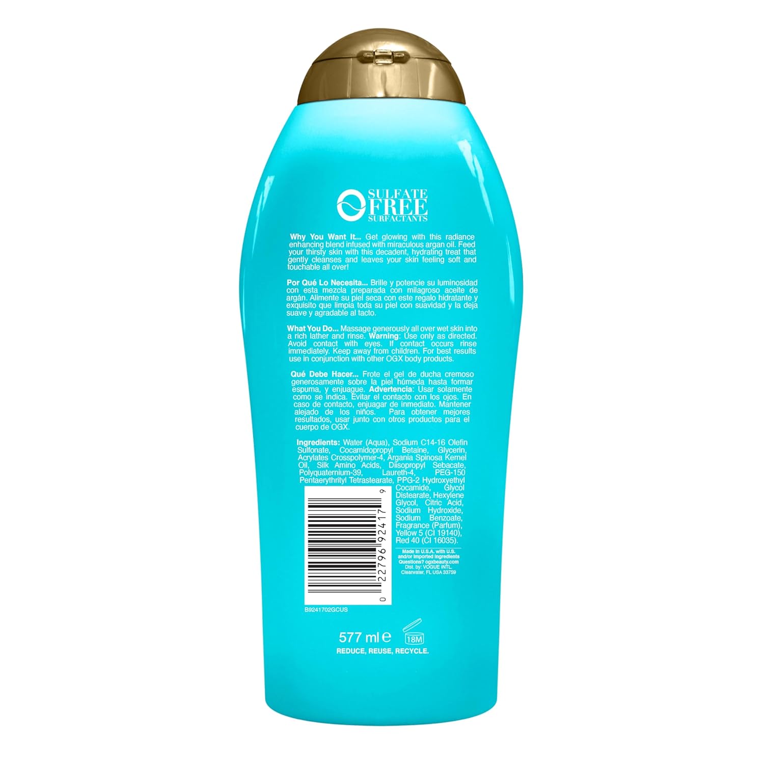 OGX Extra Hydrating Body Wash – Holiday Stocking Stuffer and Housewarming Present for Beauty Lovers, Argan Oil 19.5 fl oz