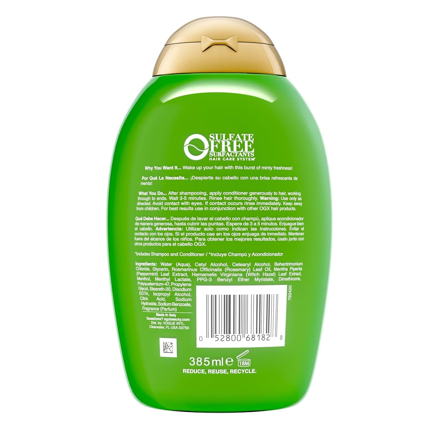 OGX Extra Strength Rosemary Mint Conditioner – Cooling Tingling Conditioner for Sensory Yoga-Room Refresh