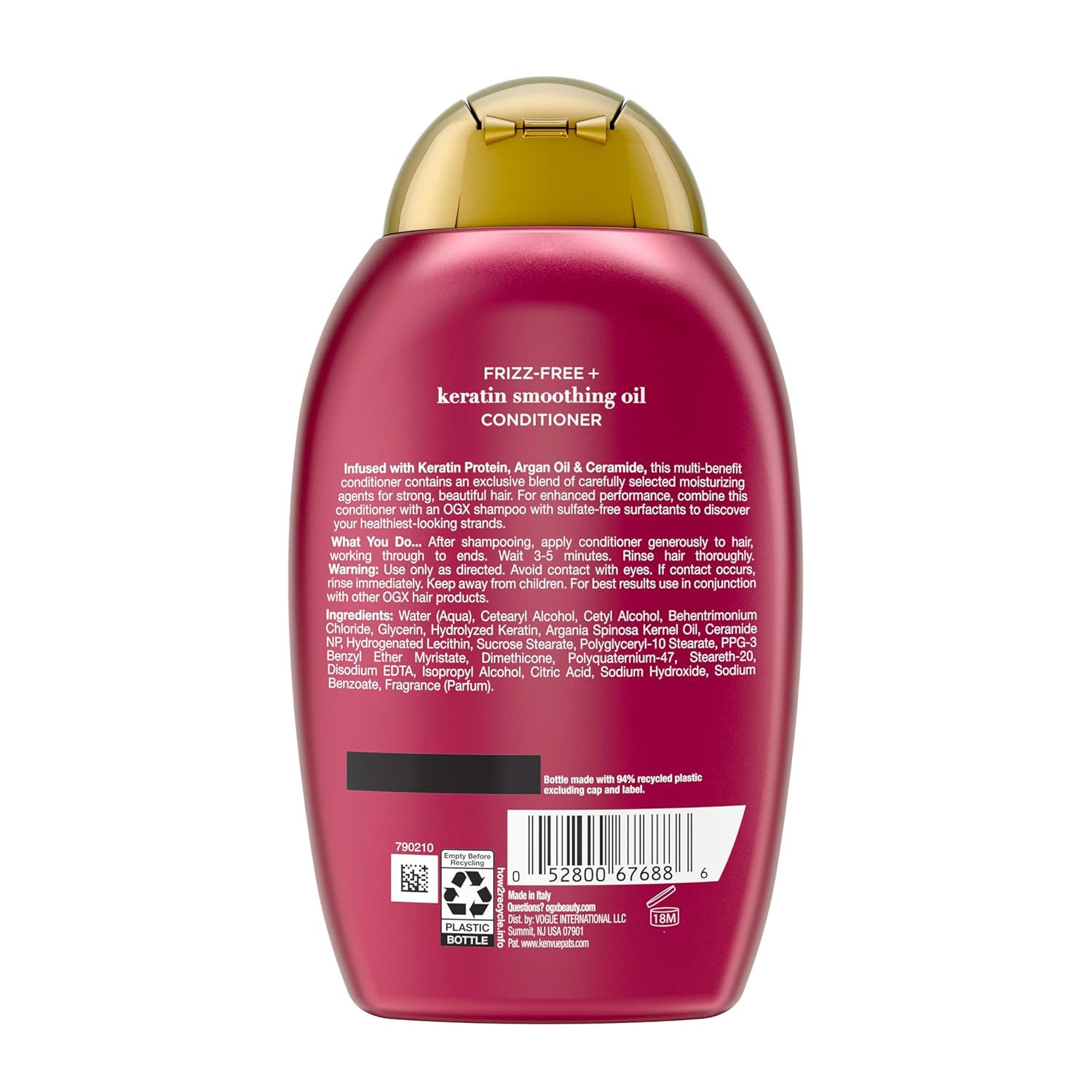 OGX Frizz-Free + Keratin Smoothing Conditioner – Fragrance-Forward Haircare for Stress-Relief Evenings