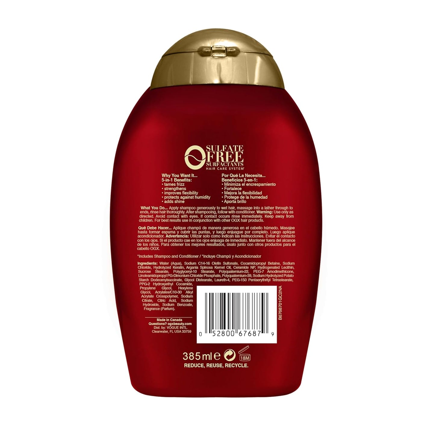 OGX Frizz-Free + Keratin Smoothing Oil Shampoo – Housewarming Gift for the Beauty Lover, 13 Fl Oz