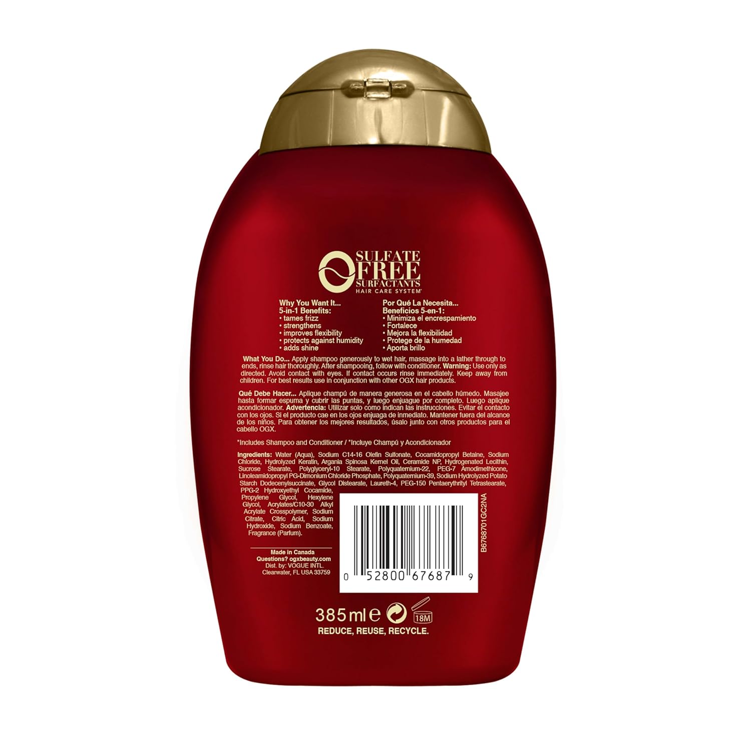 OGX Frizz-Free + Keratin Smoothing Oil Shampoo – Housewarming Gift for the Beauty Lover, 13 Fl Oz